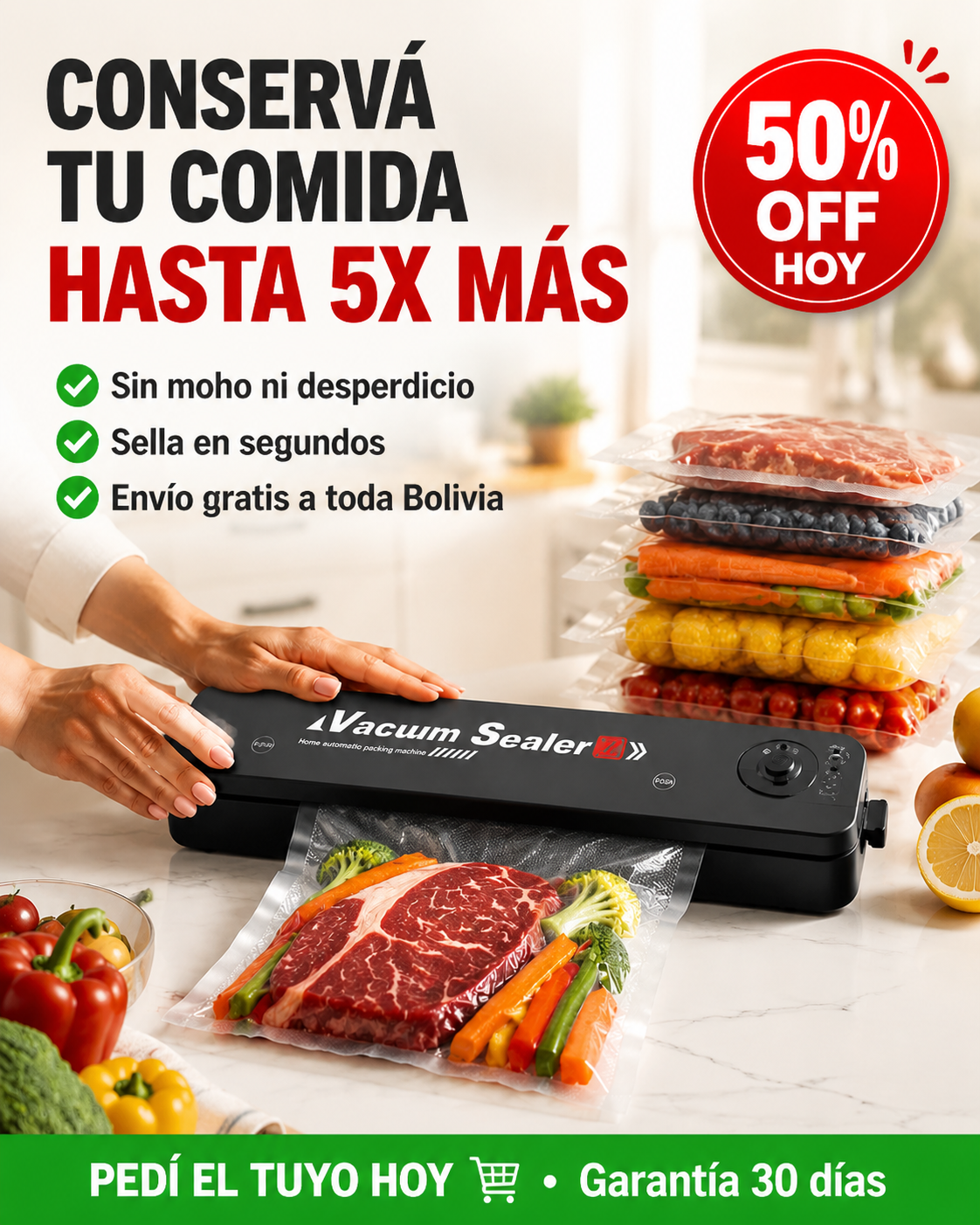 Selladora al Vacío de Alimentos