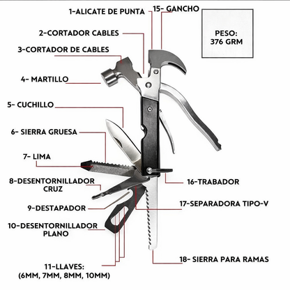 TacTool Pro® 18 en 1 — Multiherramienta de Acero