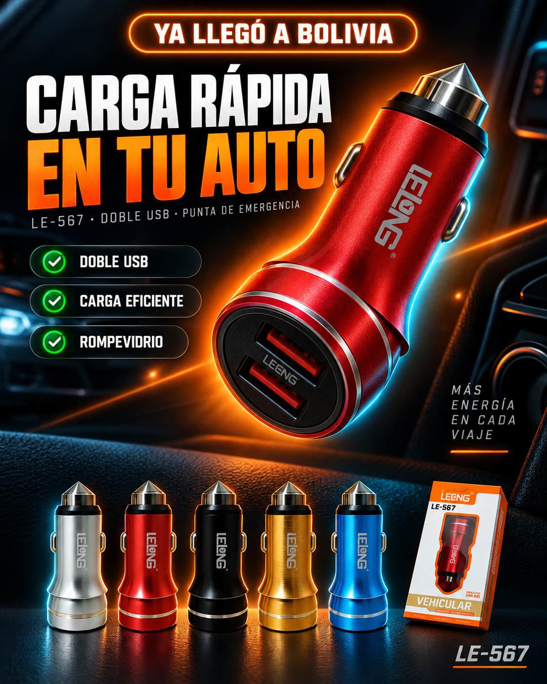 DualdGuard- Cargador + Martillo de Emergencia