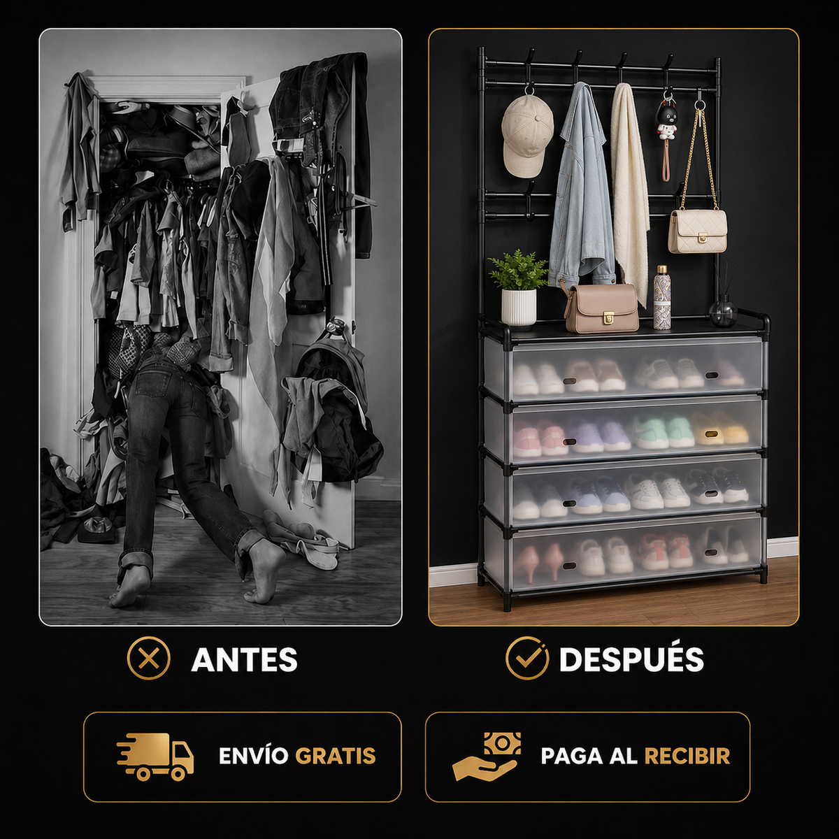 OrdenTotal Pro® - Organizador 5 Niveles Zapatos y Ropa