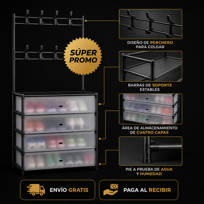OrdenTotal Pro® - Organizador 5 Niveles Zapatos y Ropa