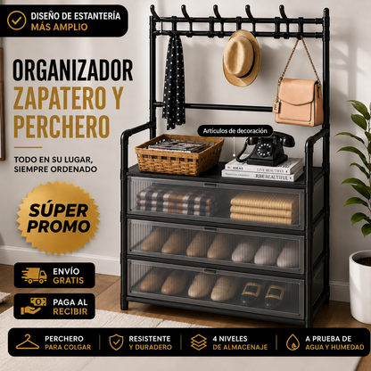 OrdenTotal Pro® - Organizador 5 Niveles Zapatos y Ropa