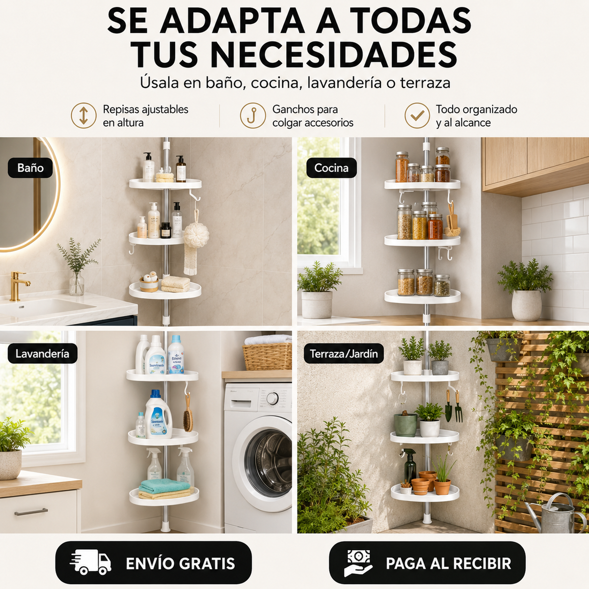 EspacioMax™ – Repisa Esquinera Ajustable