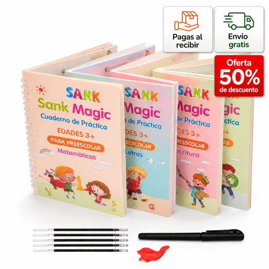 Caligrafía Mágica para Niños – Set de 4 Libros Reutilizables