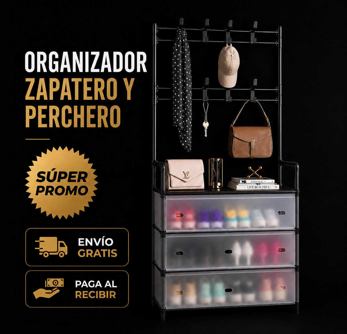 OrdenTotal Pro® - Organizador 5 Niveles Zapatos y Ropa