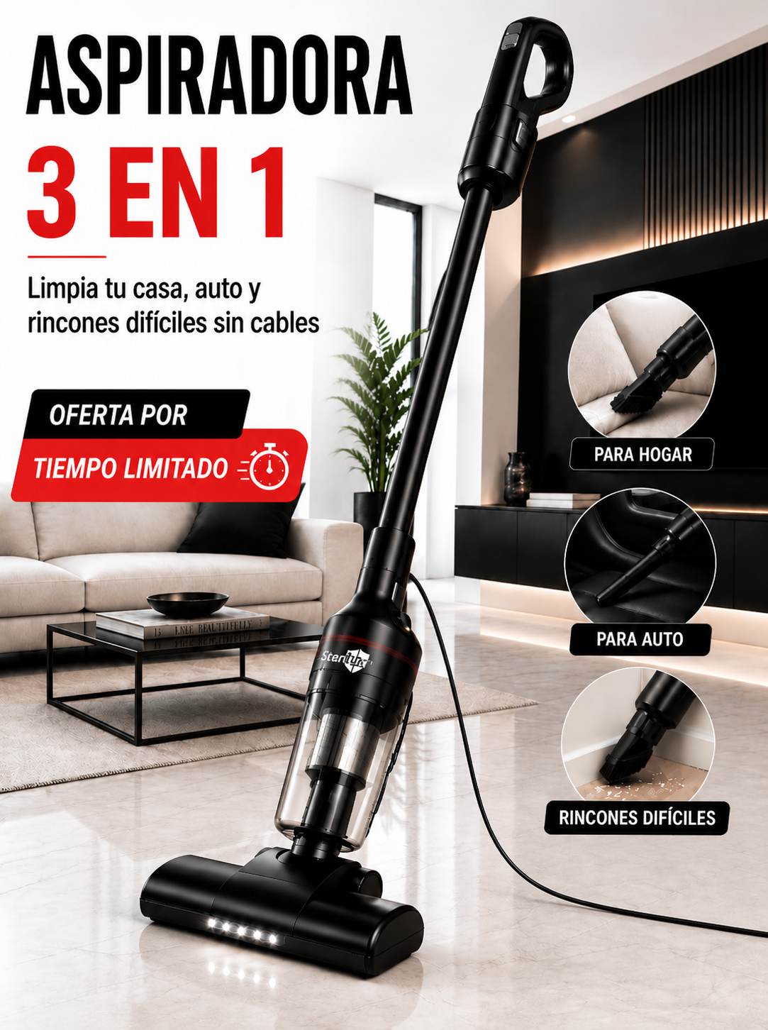 TurboClean™ Aspiradora Turbo 3 en 1