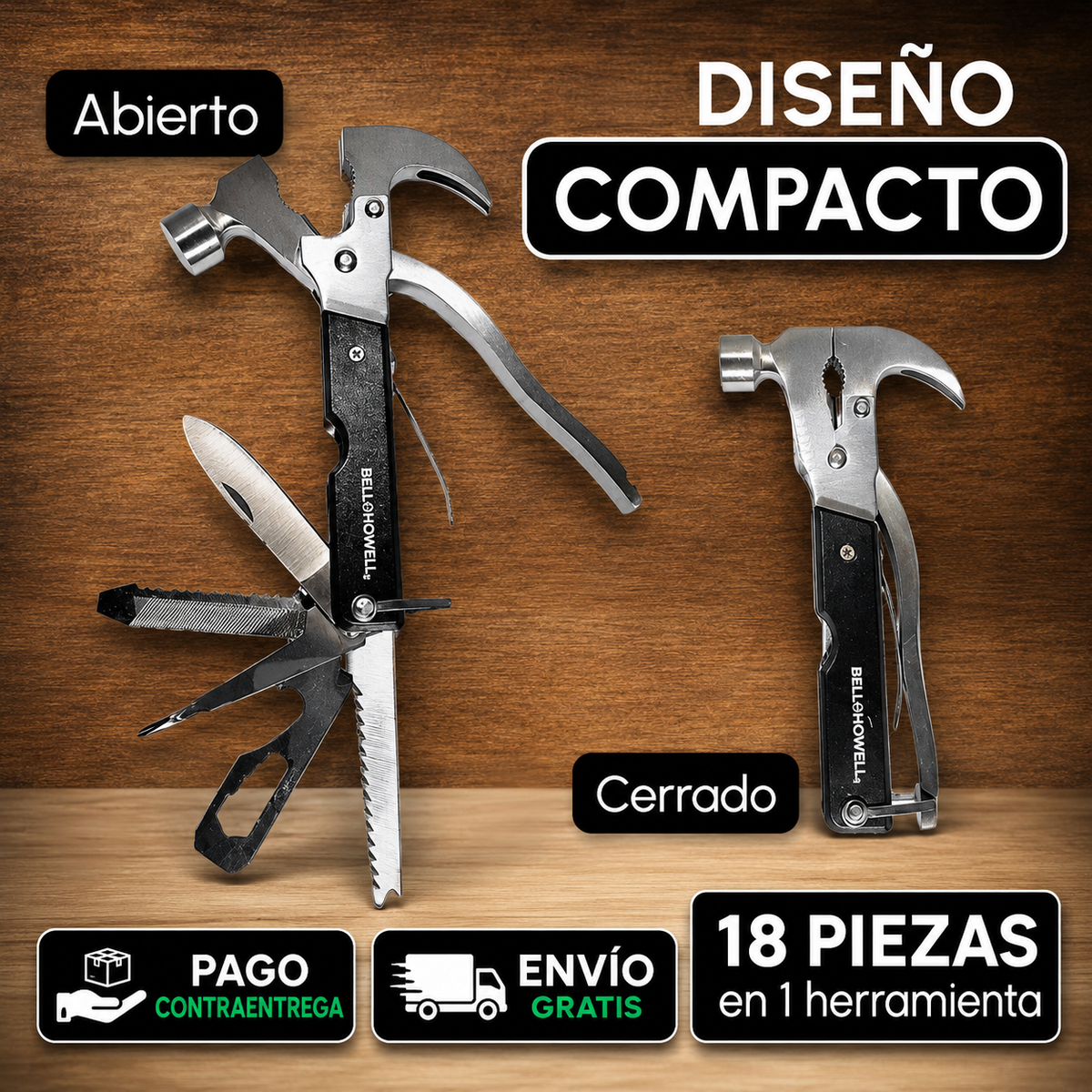 TacTool Pro® 18 en 1 — Multiherramienta de Acero