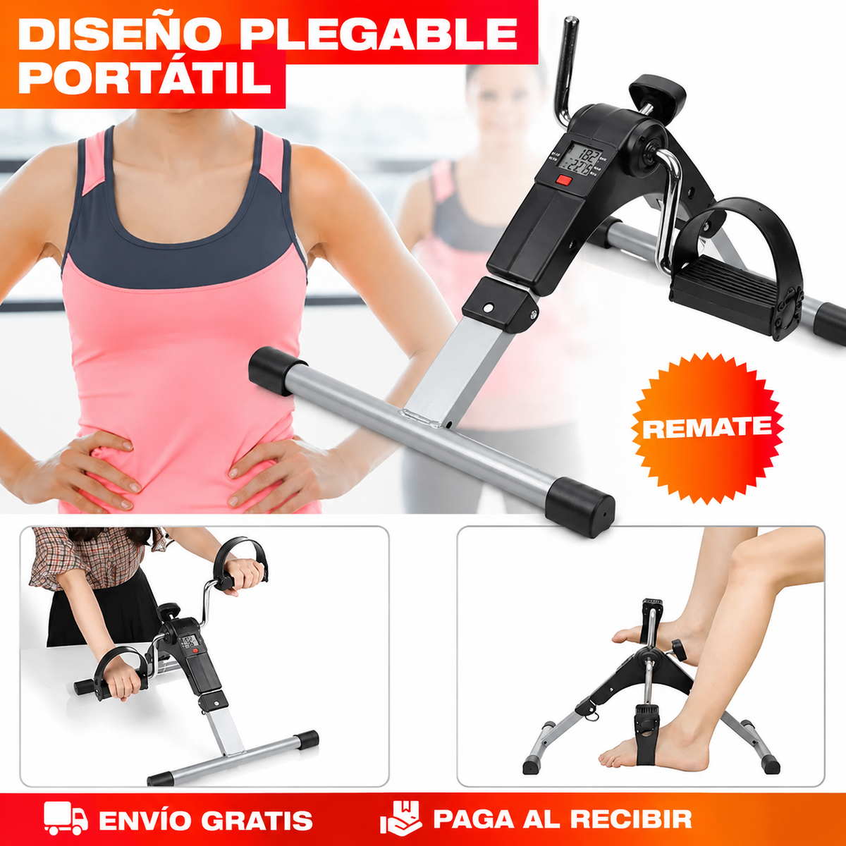 Pedalera Portátil Plegable - Ejercitá Piernas y Brazos en Casa