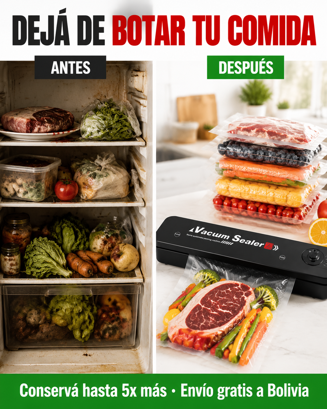 Selladora al Vacío de Alimentos