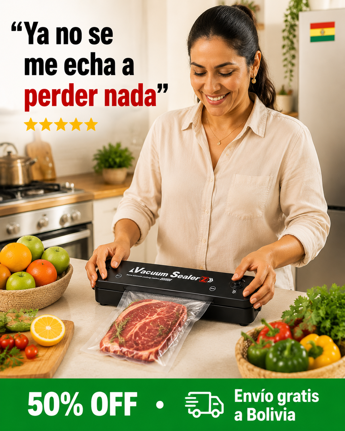 Selladora al Vacío de Alimentos