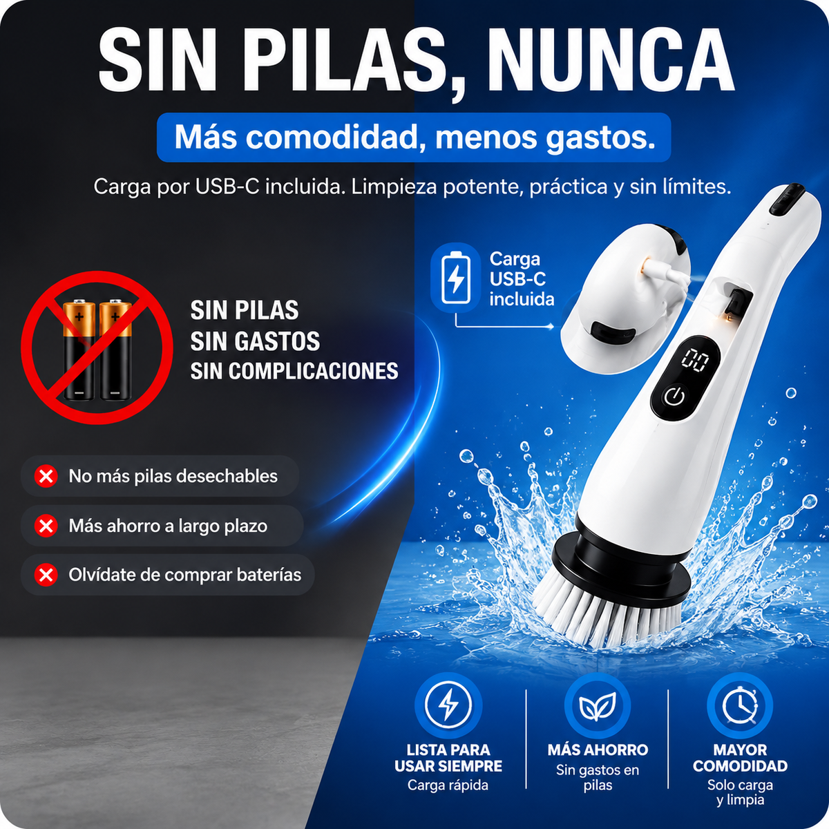 Cepillo Eléctrico 9 en 1 - Limpieza Sin Esfuerzo con Mango Extensible