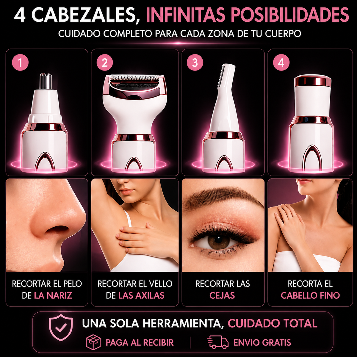 Depiladora 4 en 1 Recargable - Piel Suave Sin Irritación