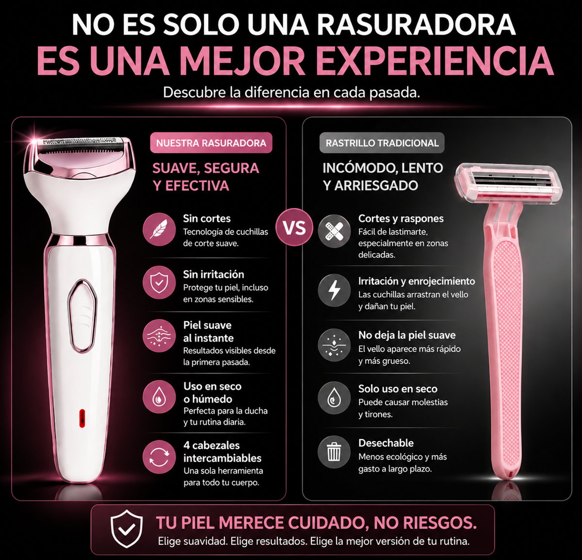 Depiladora 4 en 1 Recargable - Piel Suave Sin Irritación