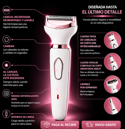 Depiladora 4 en 1 Recargable - Piel Suave Sin Irritación