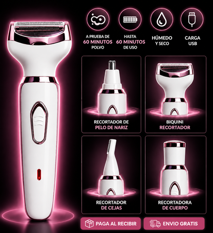 Depiladora 4 en 1 Recargable - Piel Suave Sin Irritación