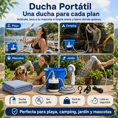 Ducha Portátil Recargable - Agua a Presión Sin Grifo Ni Instalación